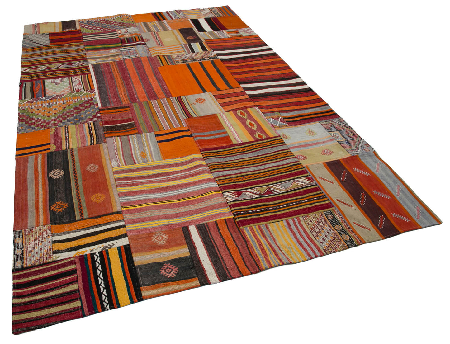 7x10 Orange Kilim Patchwork Rug - 30486
