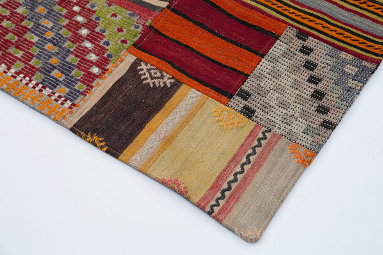 7x10 Orange Kilim Patchwork Rug - 30486