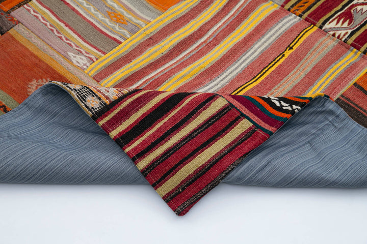 7x10 Orange Kilim Patchwork Rug - 30486
