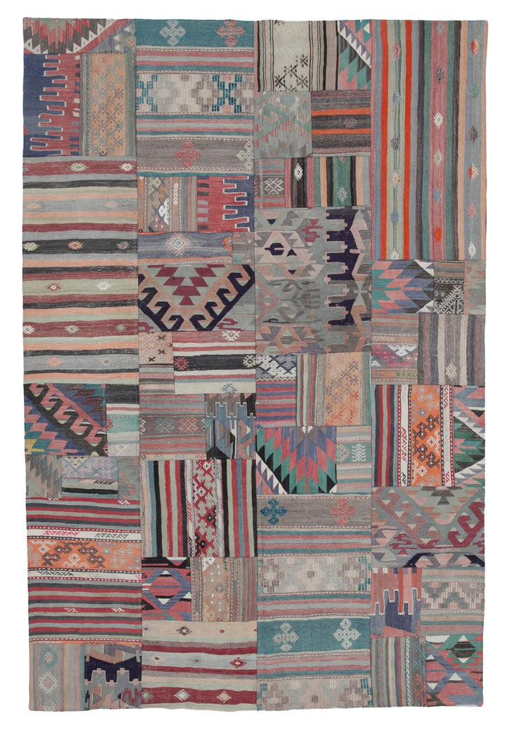 7x10 Beige Kilim Patchwork Rug - 30487