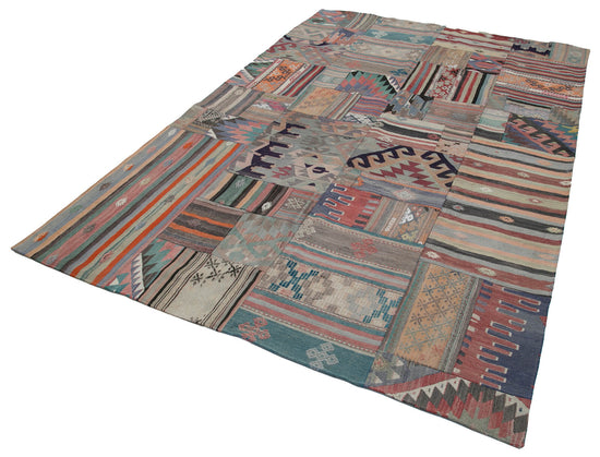 7x10 Beige Kilim Patchwork Rug - 30487