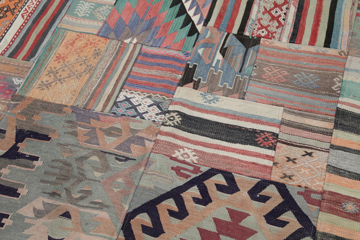 7x10 Beige Kilim Patchwork Rug - 30487