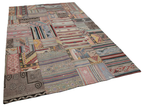 7x10 Brown Kilim Patchwork Rug - 30492