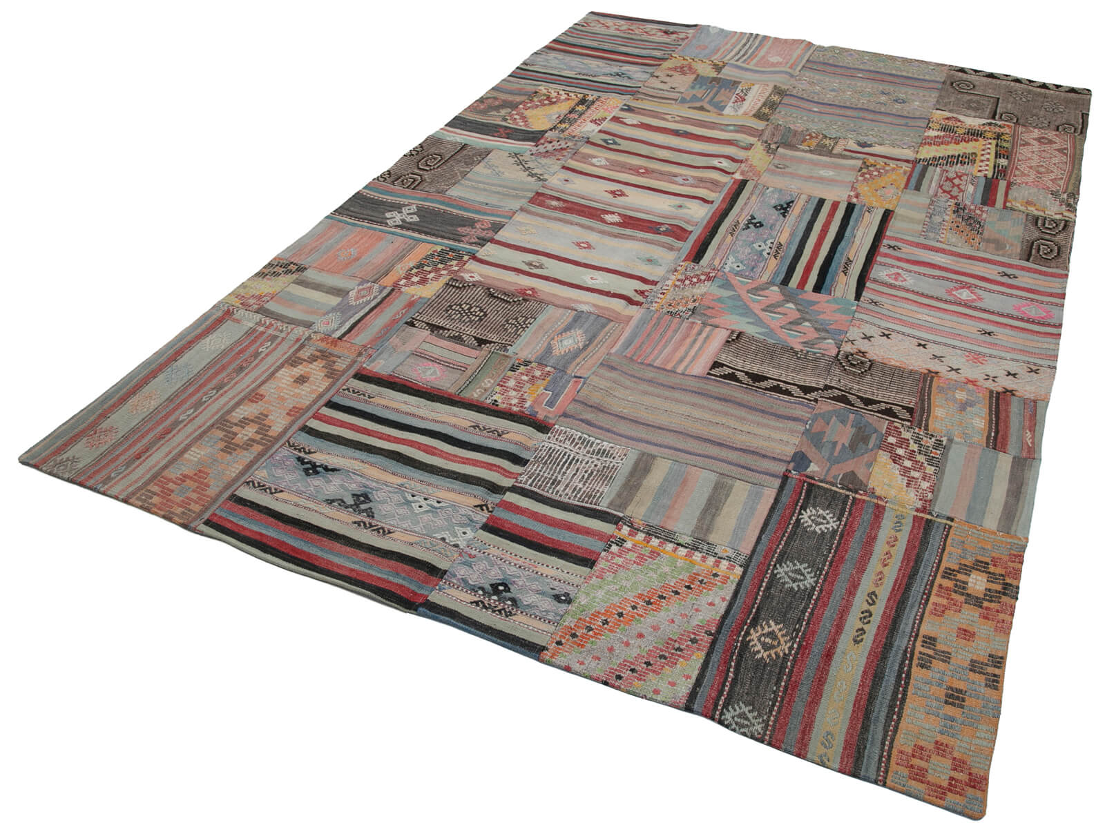 7x10 Brown Kilim Patchwork Rug - 30492