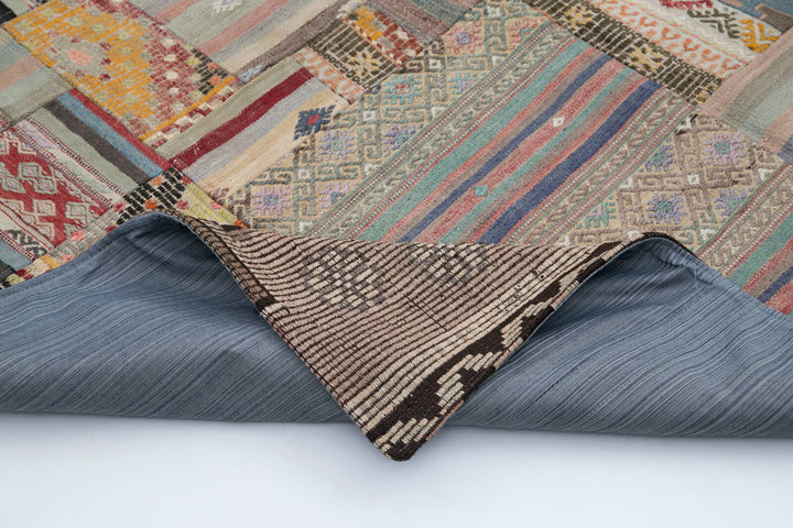 7x10 Brown Kilim Patchwork Rug - 30492