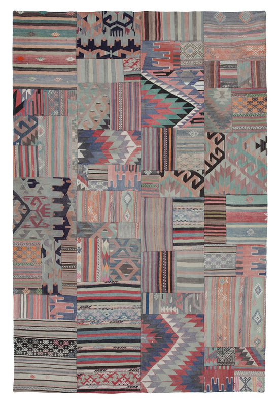 7x10 Beige Kilim Patchwork Rug - 30496