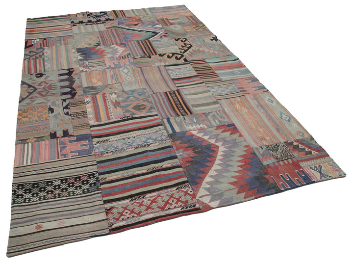 7x10 Beige Kilim Patchwork Rug - 30496