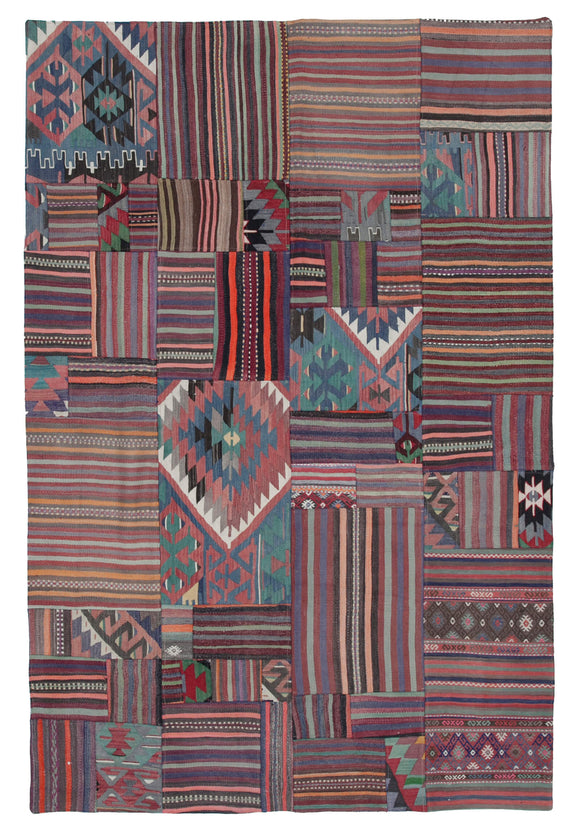 7x10 Multicolor Kilim Patchwork Rug - 30499