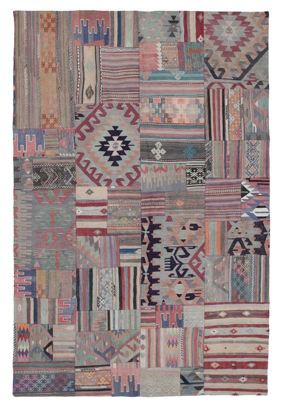 7x10 Multicolor Kilim Patchwork Rug - 30503