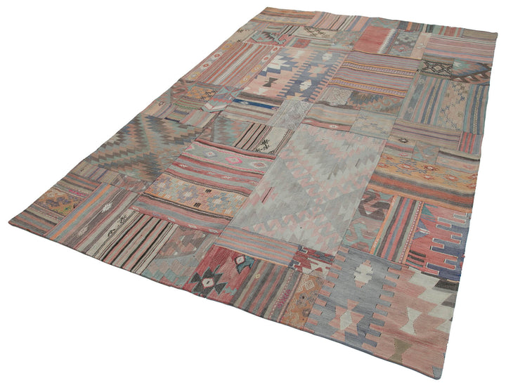7x10 Beige Kilim Patchwork Rug - 30504