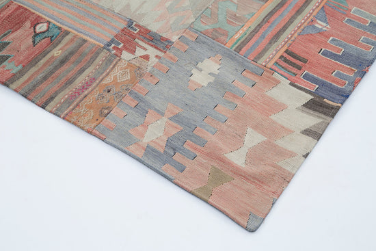 7x10 Beige Kilim Patchwork Rug - 30504