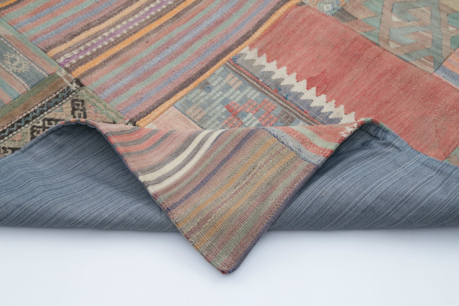 7x10 Beige Kilim Patchwork Rug - 30504
