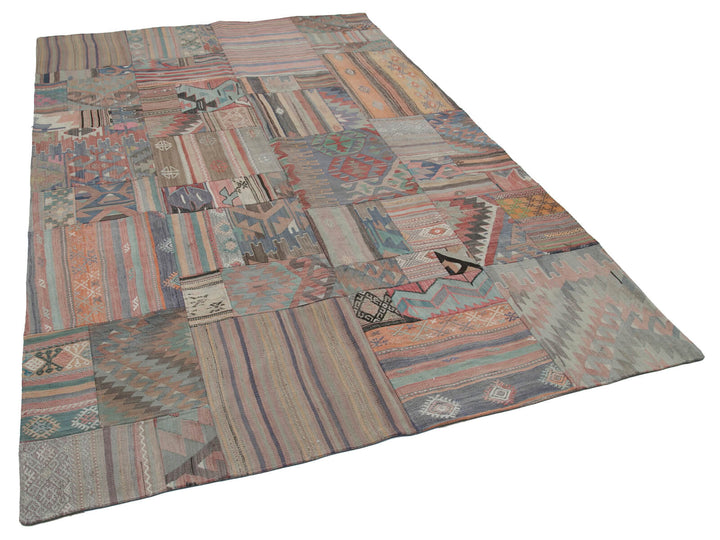 7x10 Beige Kilim Patchwork Rug - 30510