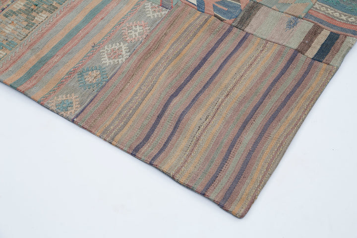 7x10 Beige Kilim Patchwork Rug - 30510