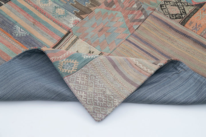 7x10 Beige Kilim Patchwork Rug - 30510