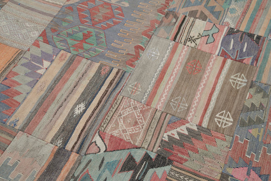 7x10 Beige Kilim Patchwork Rug - 30510