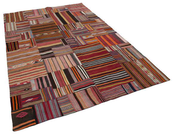 7x10 Orange Kilim Patchwork Rug - 30515
