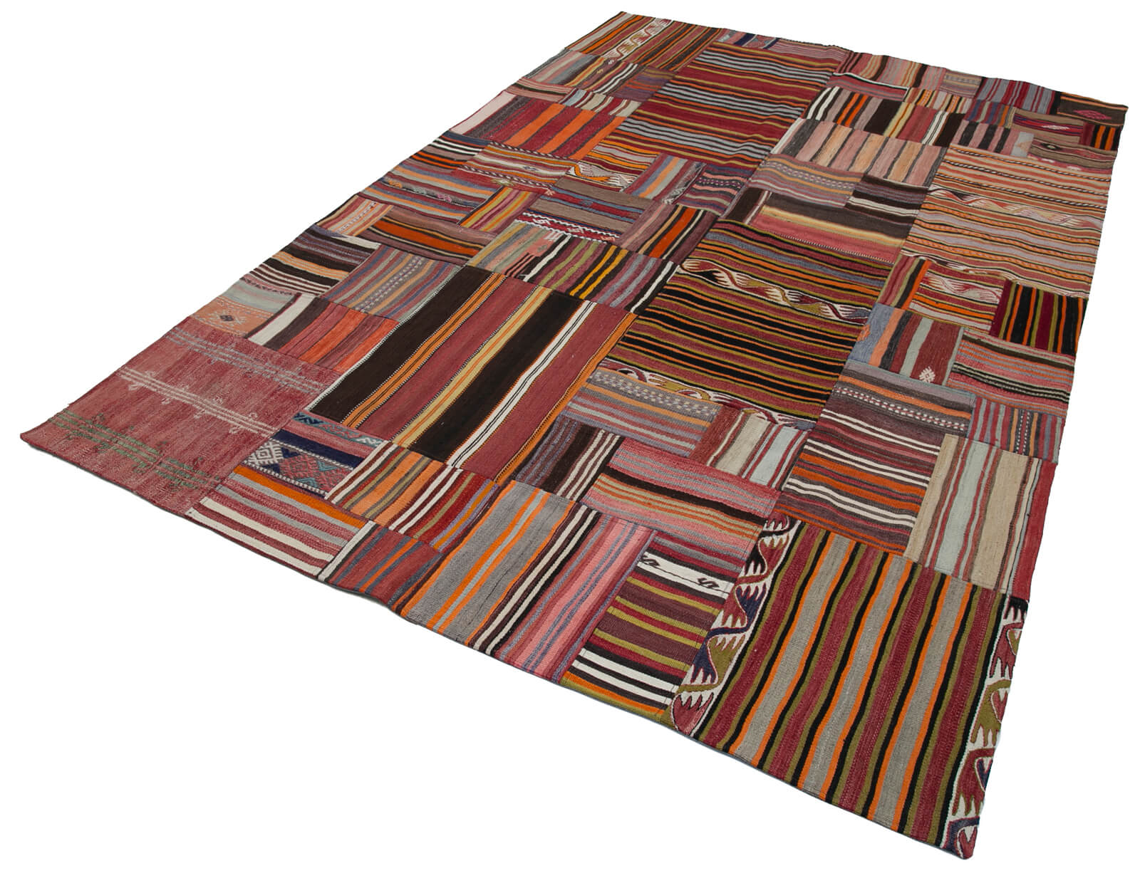 7x10 Orange Kilim Patchwork Rug - 30515