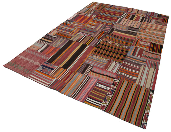 7x10 Orange Kilim Patchwork Rug - 30515