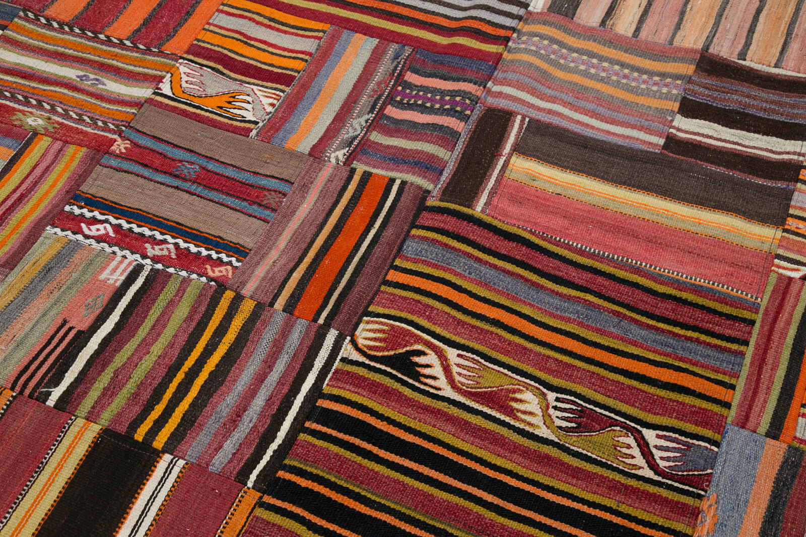 7x10 Orange Kilim Patchwork Rug - 30515