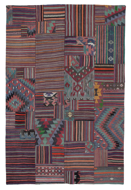 7x10 Multicolor Kilim Patchwork Rug - 30520