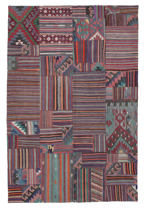 7x10 Multicolor Kilim Patchwork Rug - 30529