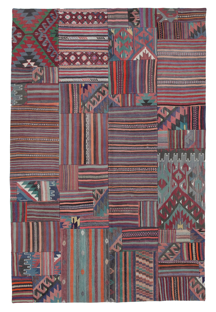 7x10 Multicolor Kilim Patchwork Rug - 30529