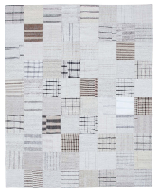 8x10 White Kilim Patchwork Rug - 30531