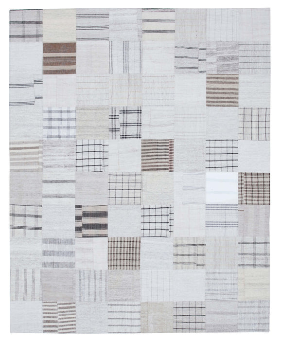 8x10 White Kilim Patchwork Rug - 30531