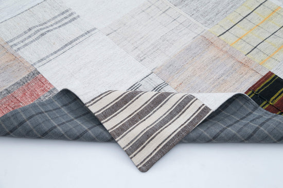 8x10 White Kilim Patchwork Rug - 30532