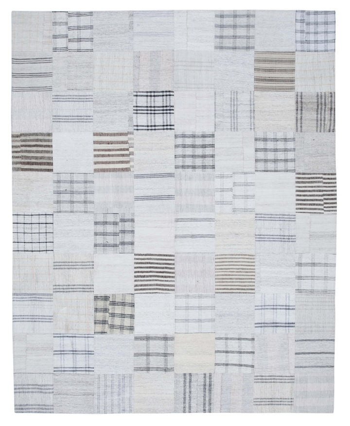 8x10 White Kilim Patchwork Rug - 30533