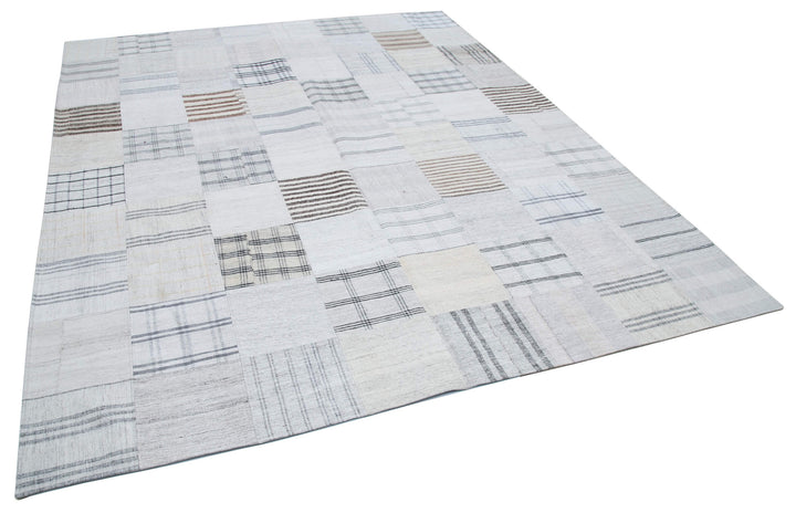 8x10 White Kilim Patchwork Rug - 30533