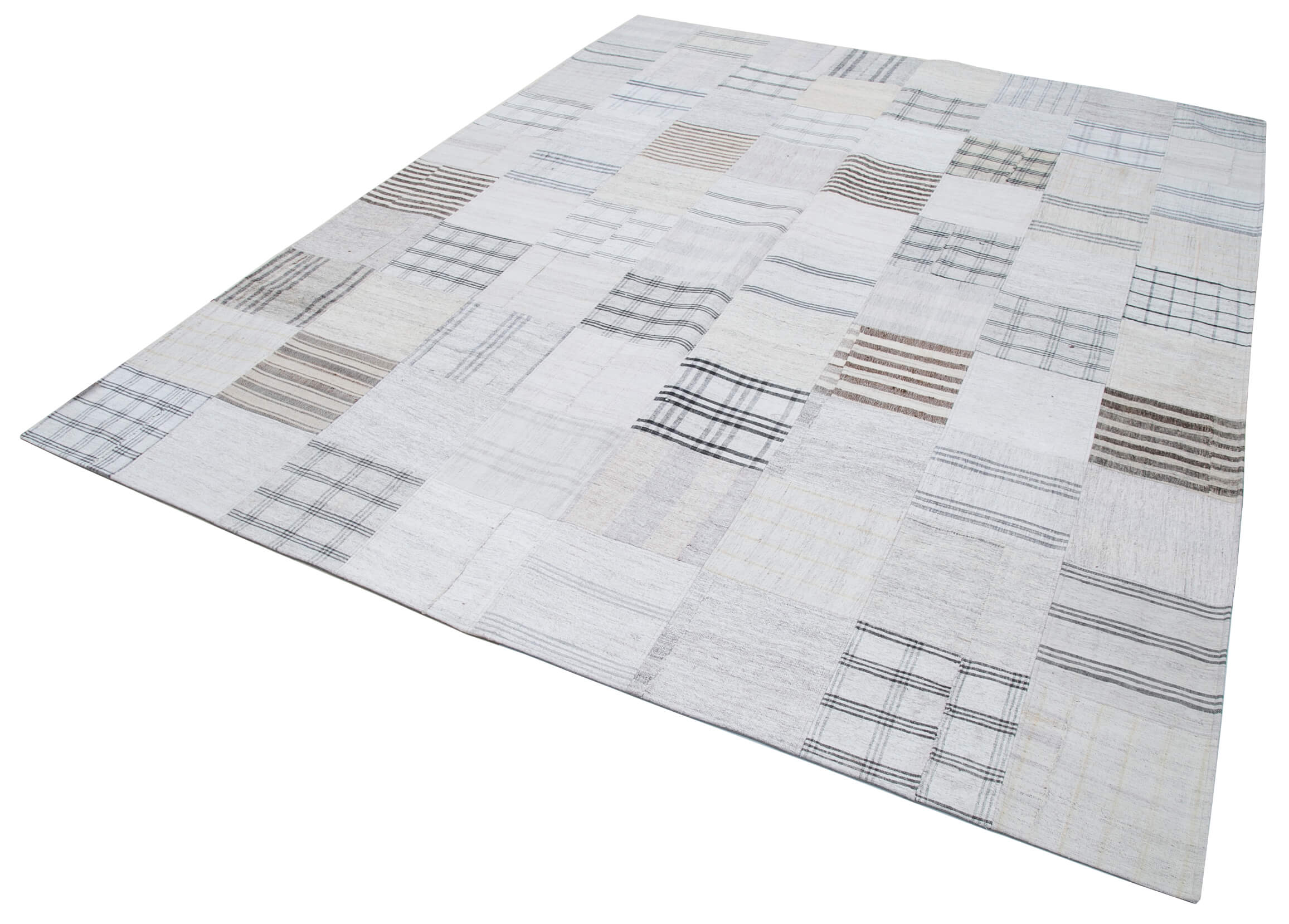 8x10 White Kilim Patchwork Rug - 30533