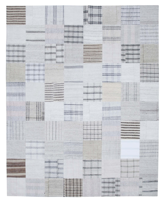 8x10 White Kilim Patchwork Rug - 30534