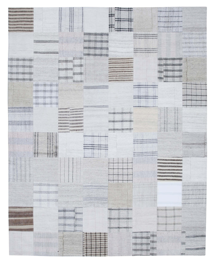 8x10 White Kilim Patchwork Rug - 30534