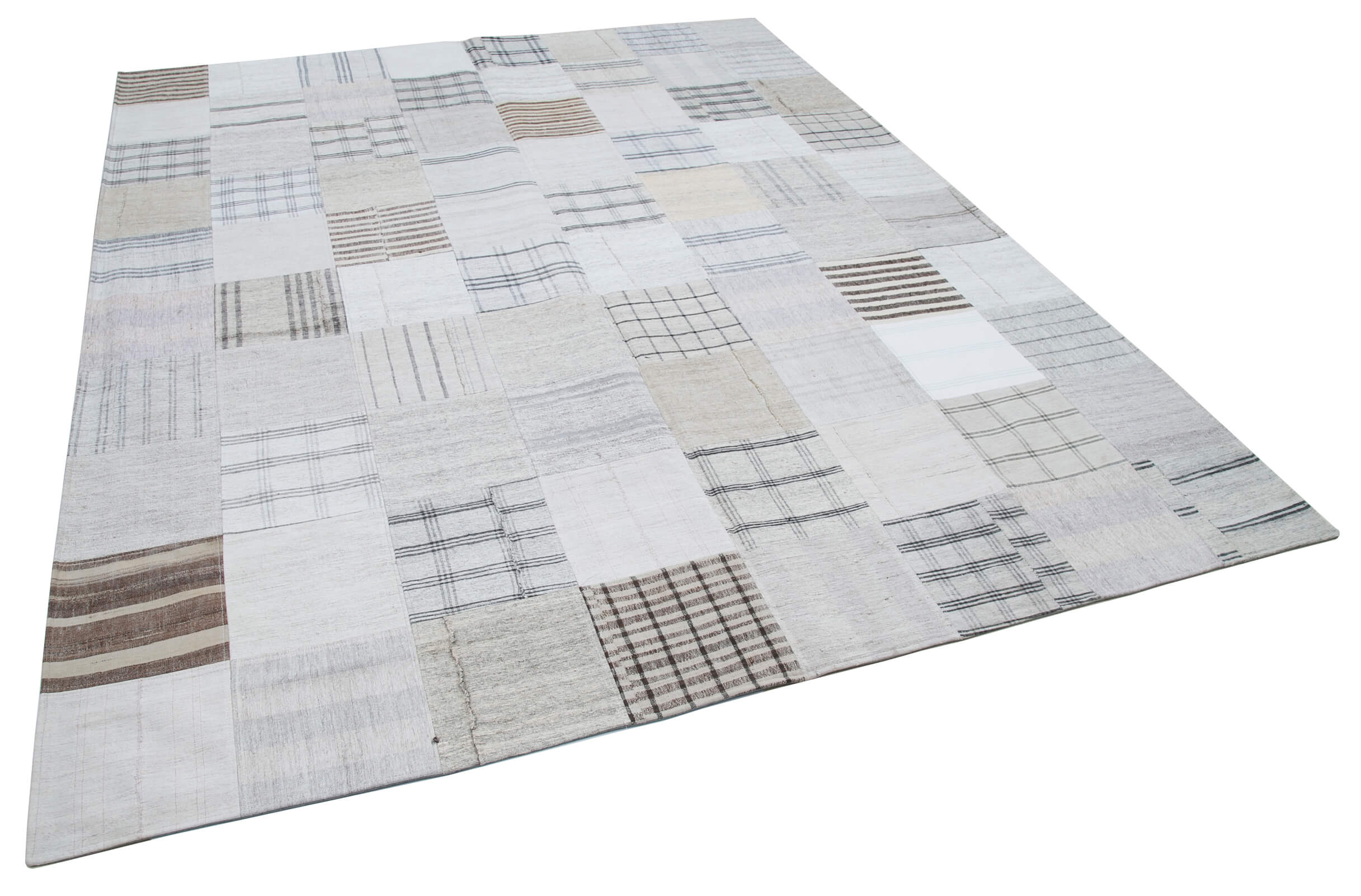 8x10 White Kilim Patchwork Rug - 30534