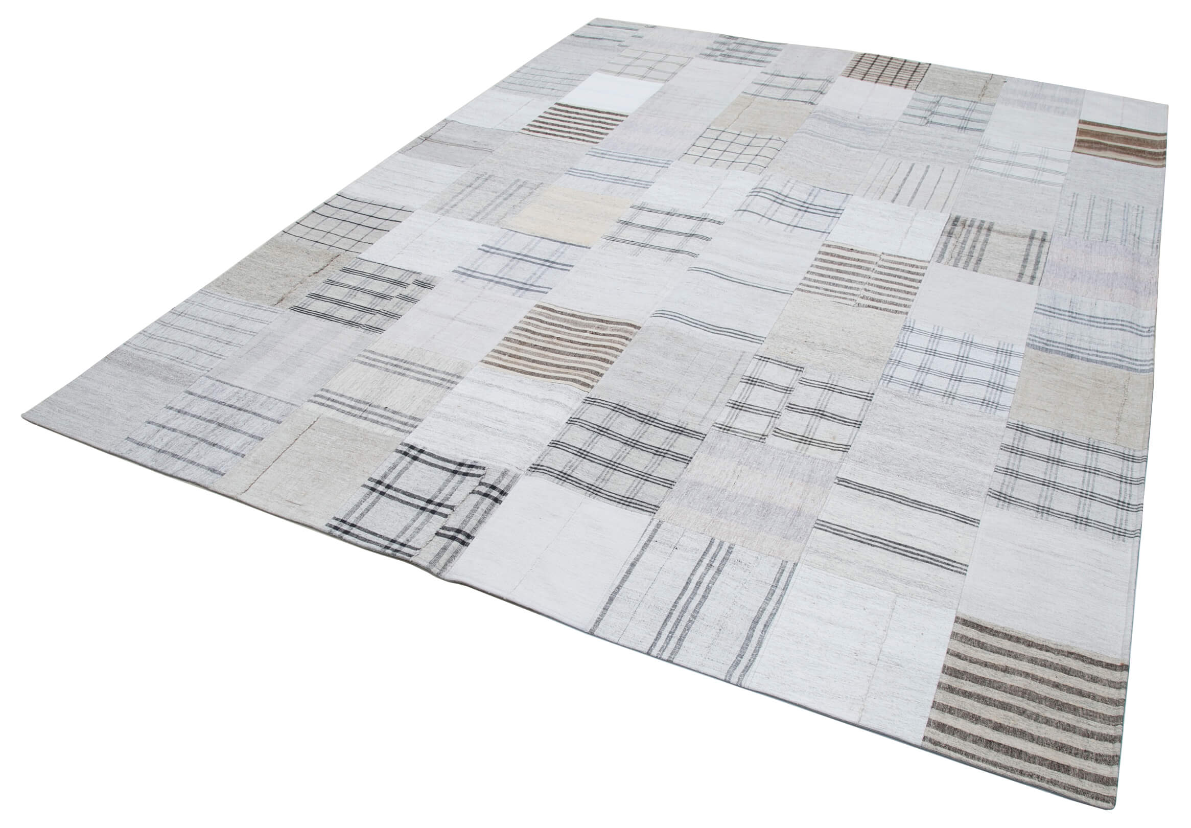 8x10 White Kilim Patchwork Rug - 30534