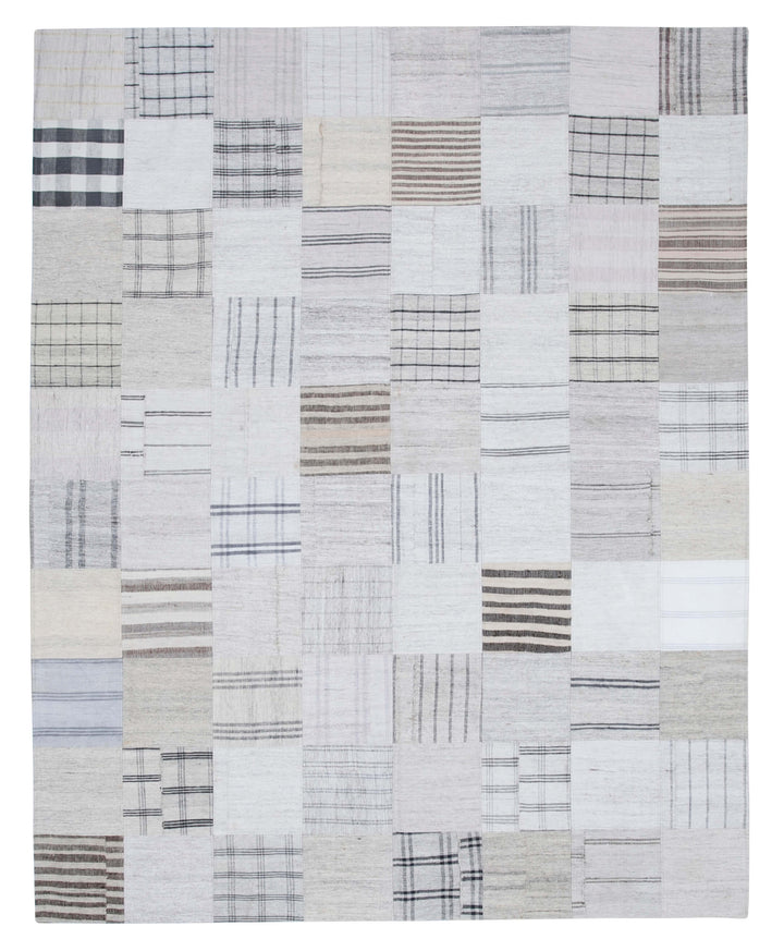 8x10 White Kilim Patchwork Rug - 30535