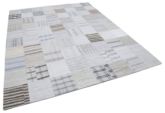 8x10 White Kilim Patchwork Rug - 30535
