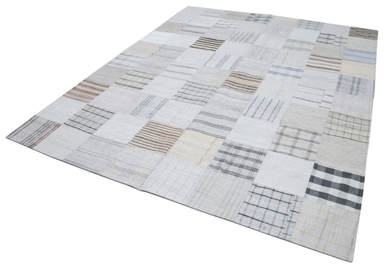 8x10 White Kilim Patchwork Rug - 30535