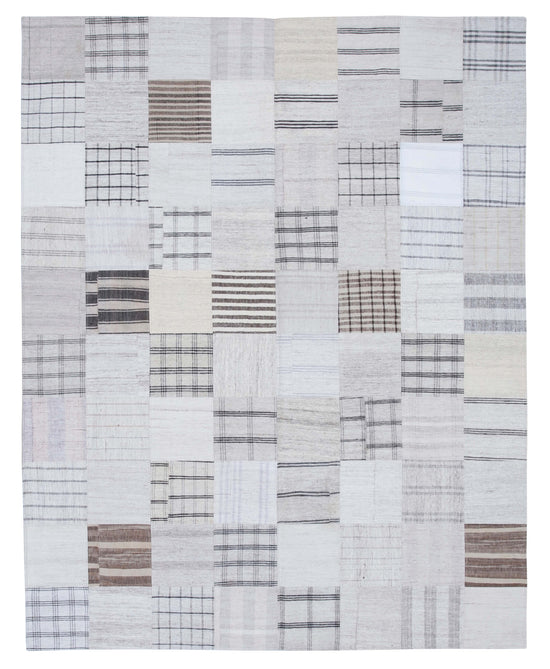 8x10 White Kilim Patchwork Rug - 30536
