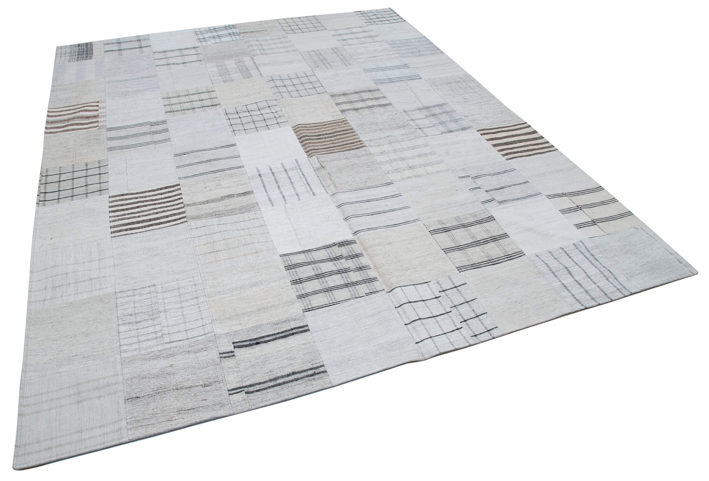 8x10 White Kilim Patchwork Rug - 30537
