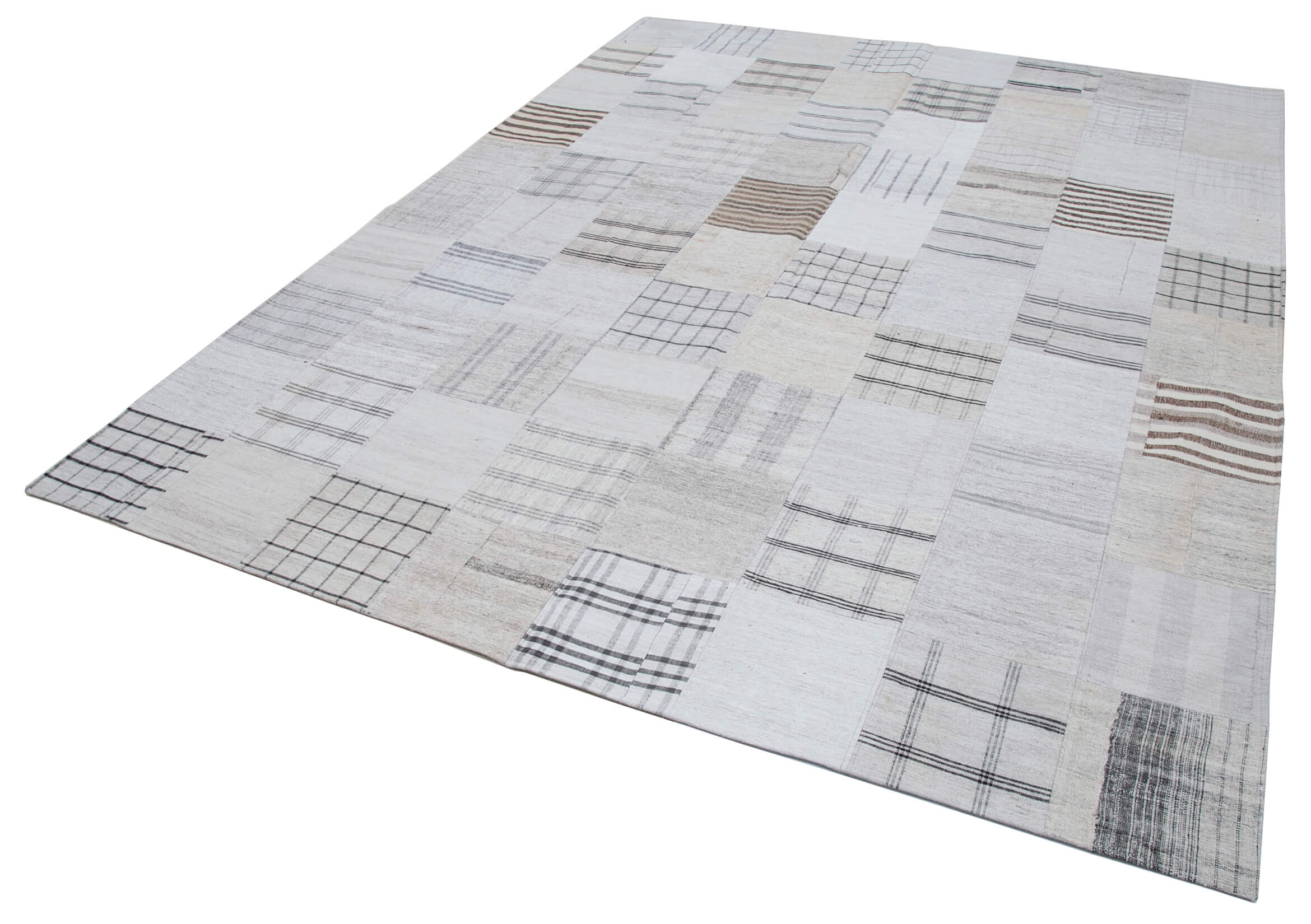 8x10 White Kilim Patchwork Rug - 30537