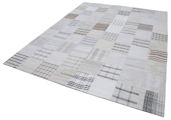 8x10 White Kilim Patchwork Rug - 30537