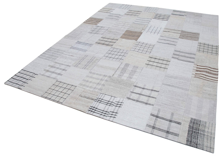 8x10 White Kilim Patchwork Rug - 30537