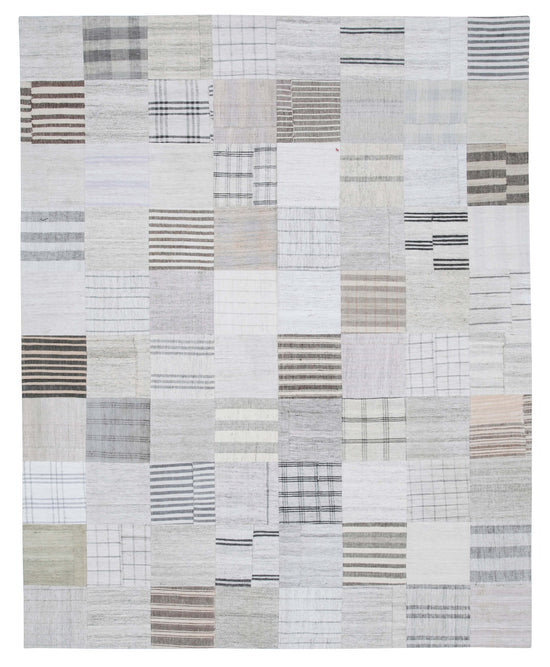 8x10 White Kilim Patchwork Rug - 30539