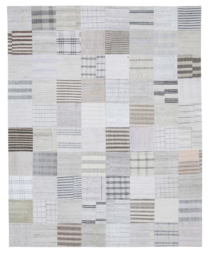 8x10 White Kilim Patchwork Rug - 30539
