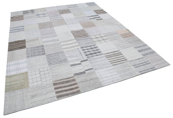 8x10 White Kilim Patchwork Rug - 30539