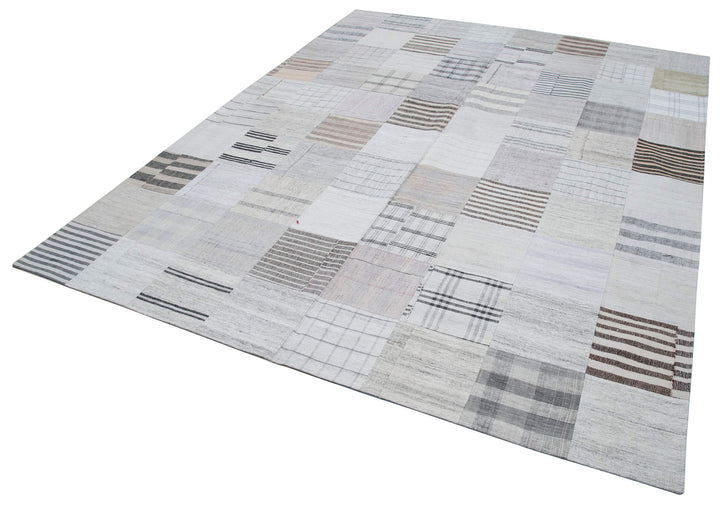 8x10 White Kilim Patchwork Rug - 30539