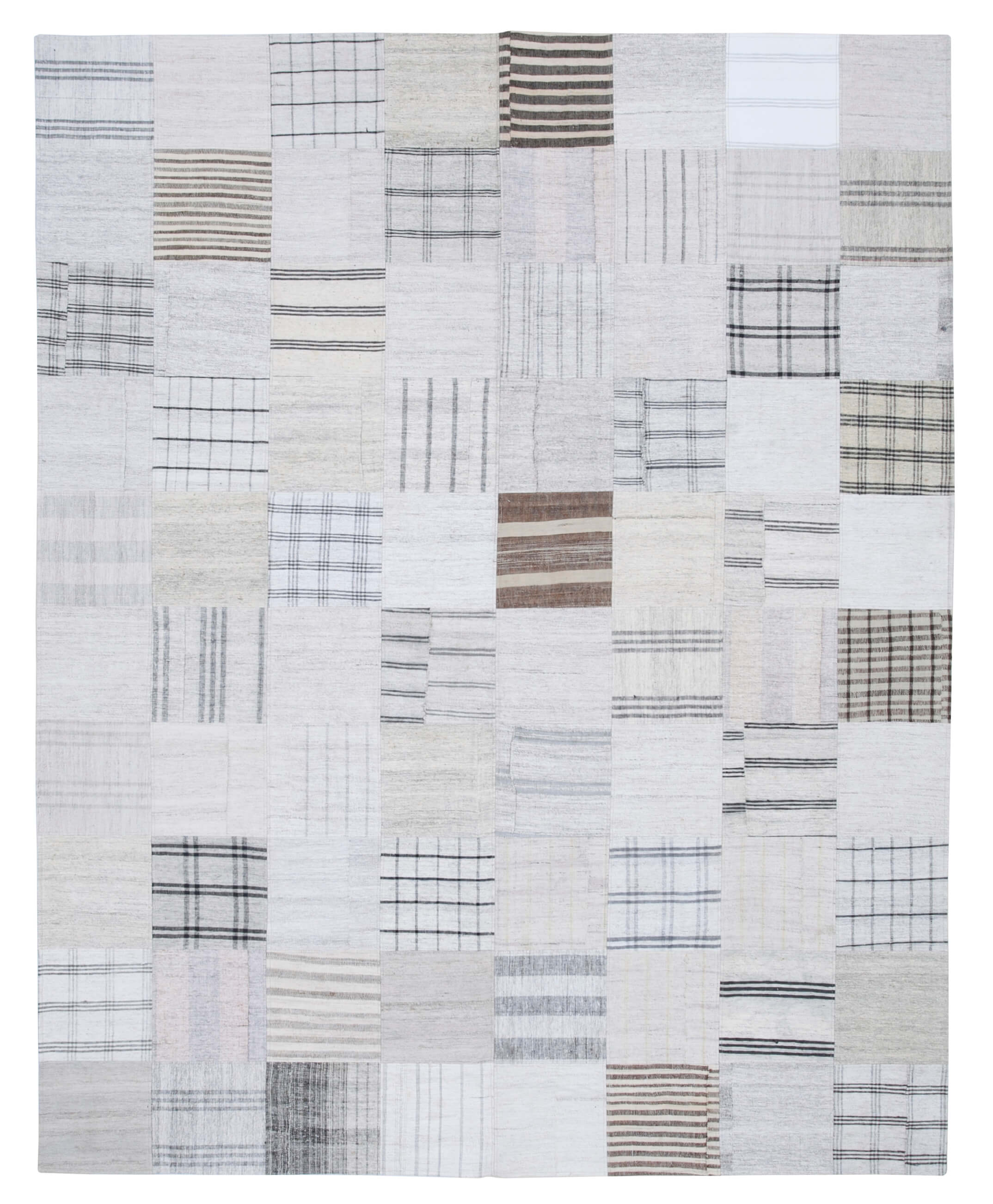 8x10 White Kilim Patchwork Rug - 30540